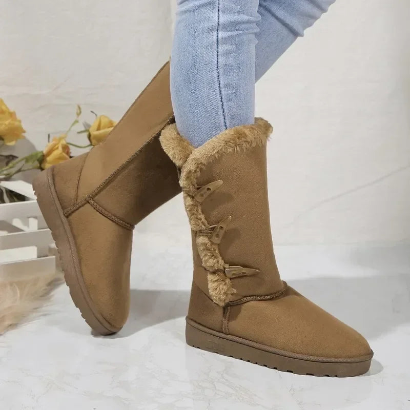 Women's thick-soled snow boots with velvet lining