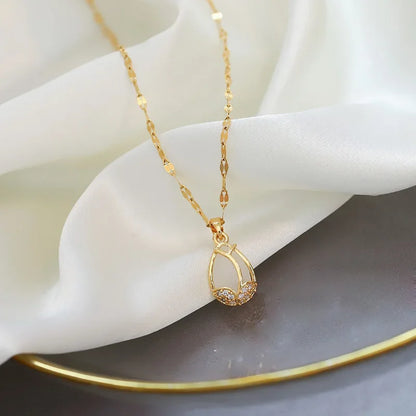 Isla Dainty Pendant Necklace | Tulip Shape Rhinestone Clavicle Necklace