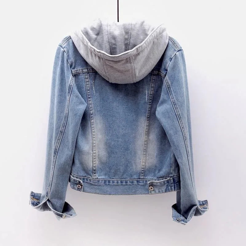 Women's denim hooded jacket