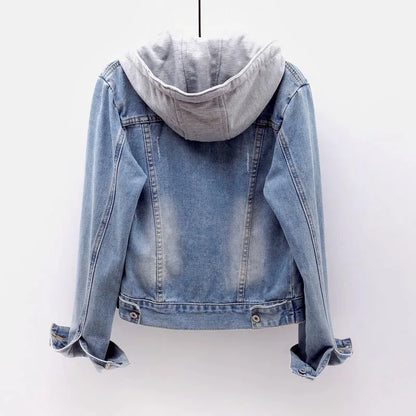 Women's denim hooded jacket