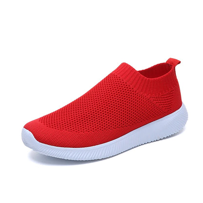 Women's Slip-On Sneakers - Breathable Knit - Lightweight Cushioned Sole - Casual Wear