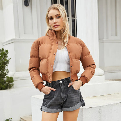 Women's winter crop puffer jacket