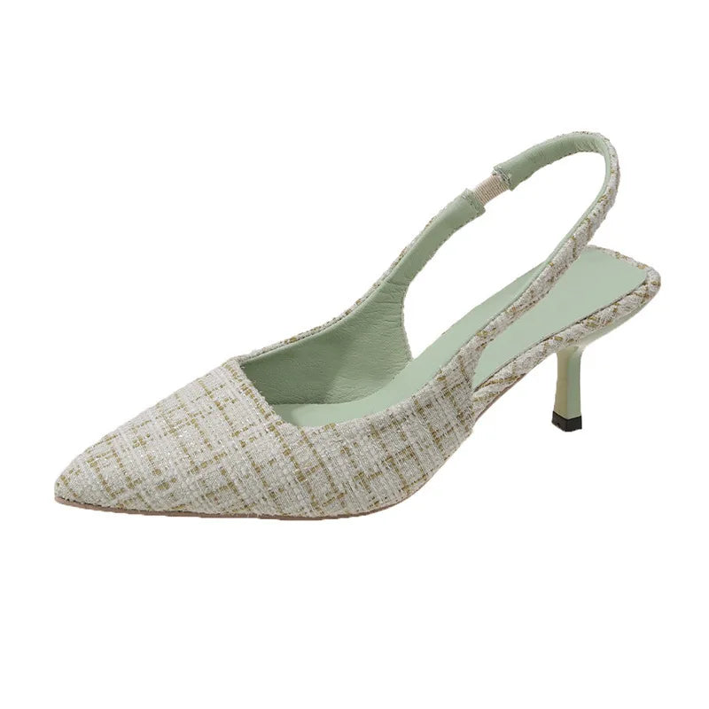 Women's Slingback Heels - Pointed Toe - Textured Design - Elegant & Comfortable