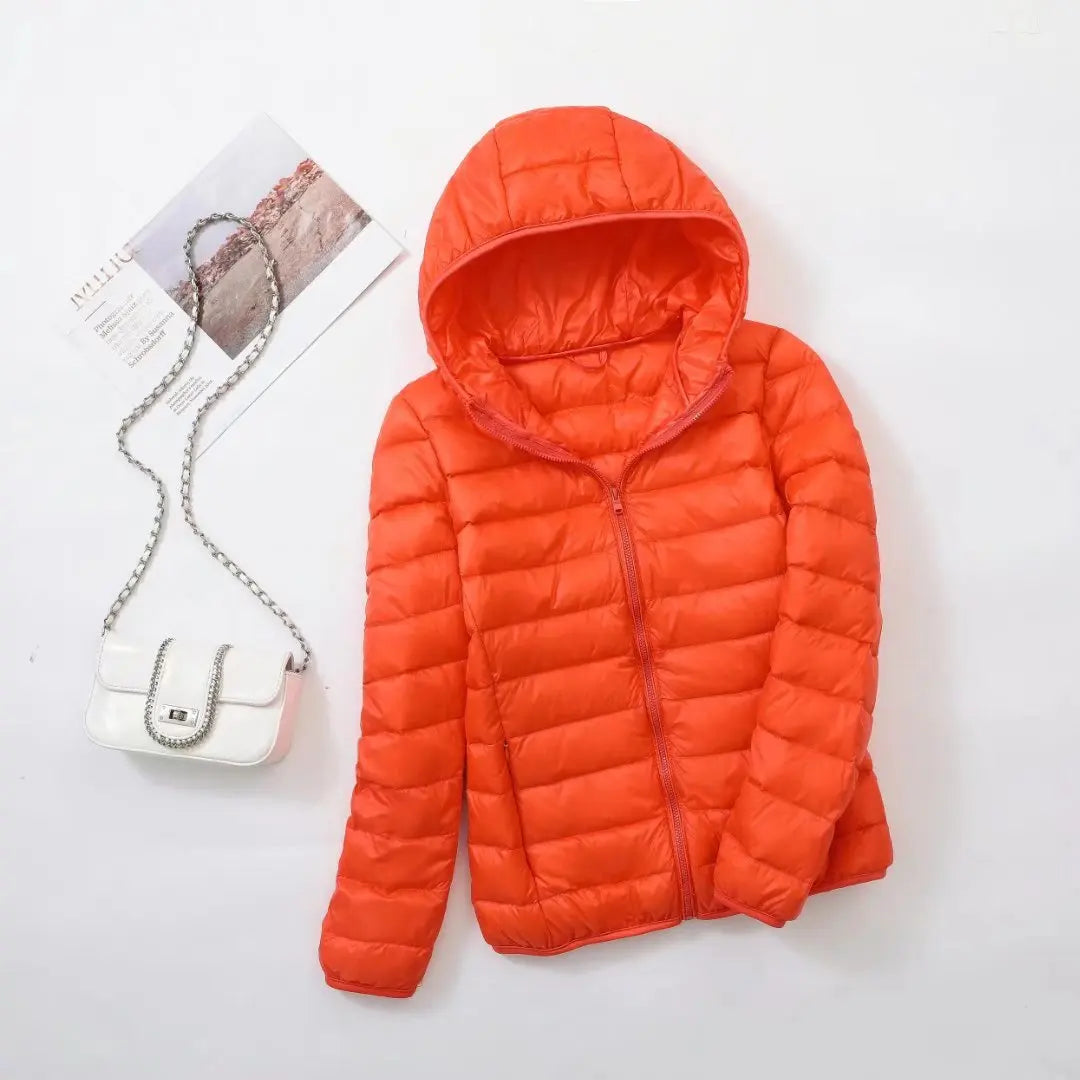 Men’s Puffer Jacket - Quilted Hooded Design - Lightweight Insulated - Zip Closure