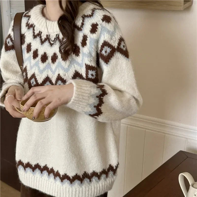 Women’s soft knitted sweater loose fit long sleeve casual top