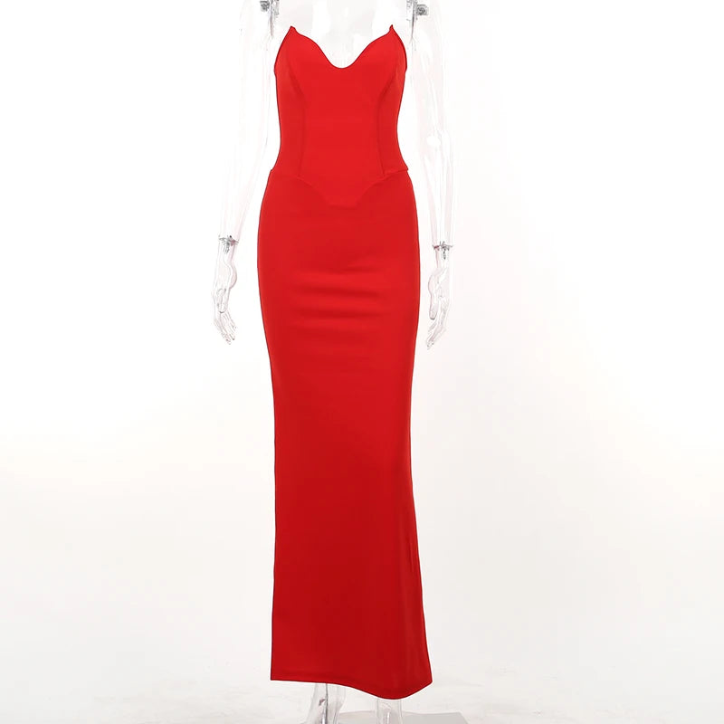 Strapless sweetheart neckline bodycon mermaid maxi dress for women