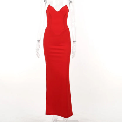 Strapless sweetheart neckline bodycon mermaid maxi dress for women