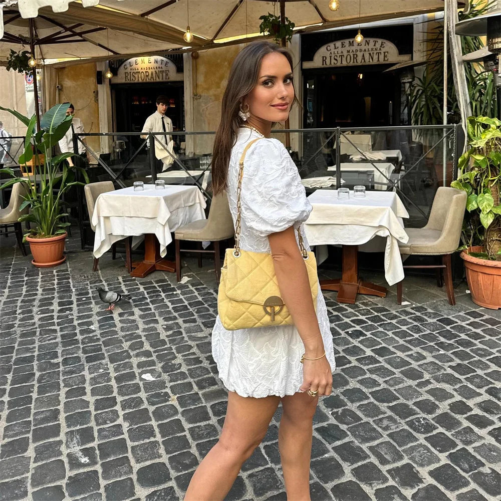Textured Floral Puffed Sleeve Mini Dress