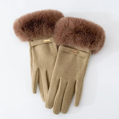 Isla Fitted Gloves | Fur Cuff Strap Detail Gloves