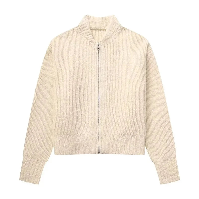 Women's fashionable knitted cardigan sweater