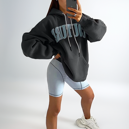 Women's embroidered letter hoodie pullover sweater