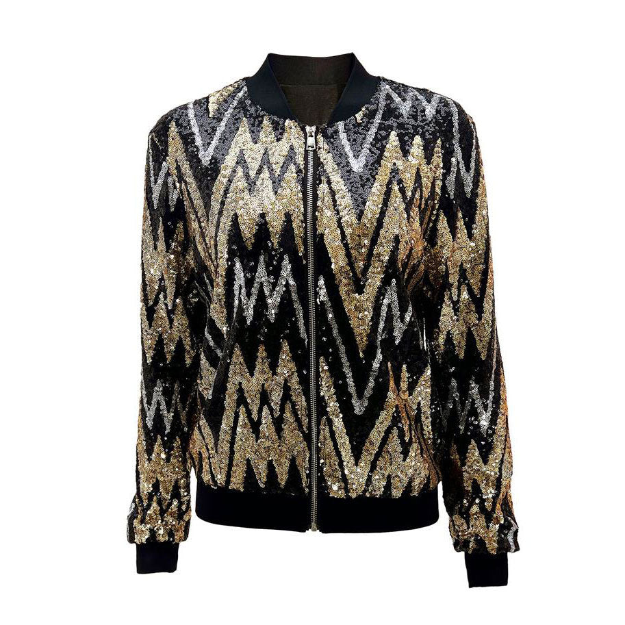 Women's sequined jacket coat for spring and autumn