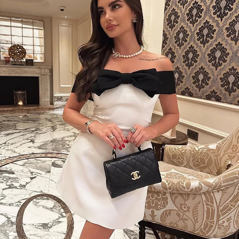 Bow Detail Off-Shoulder Mini Dress