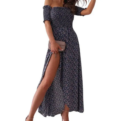 Women's Boho Maxi Dress Strapless Floral Summer Beachwear