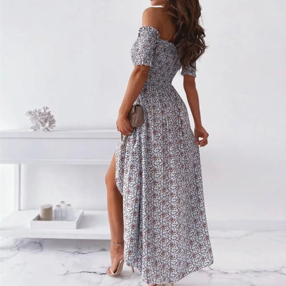 Women's Boho Maxi Dress Strapless Floral Summer Beachwear