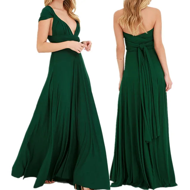 Women’s Maxi Dress – Halter Neck – Plunging V-Neck – Open Back – Floor Length Elegant Fit