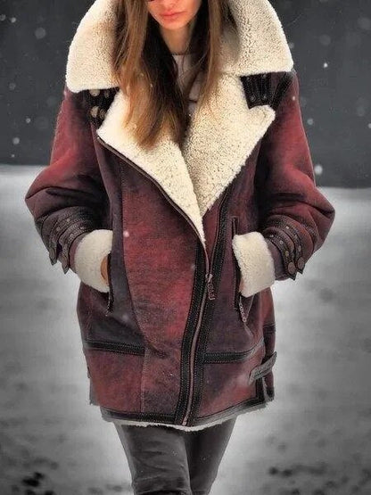 Women's suede sherpa jacket