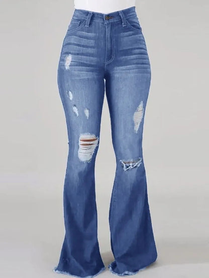 High waist flared jeans with high elasticity for women