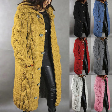 Women's warm single breasted cardigan with pockets