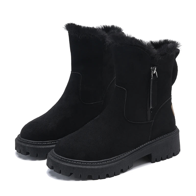 Ivy Ankle-High Snow Boots | Fur Trim Platform Snow Boots