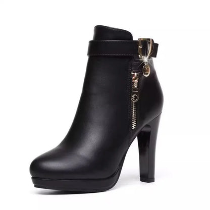 Women's pointed toe stiletto fashion boots with low tube zipper
