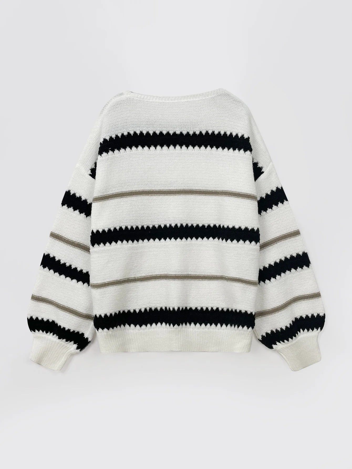 Women's loose patchwork striped sweater jumper for autumn winter