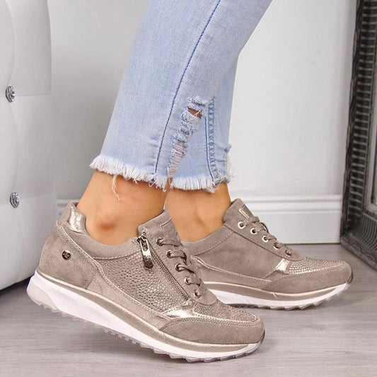 Cushioned Soft Panel Lace-Up Sneakers
