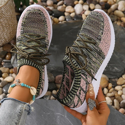Women's Knit Sneakers - Breathable Slip-On - Lightweight Cushioned Sole