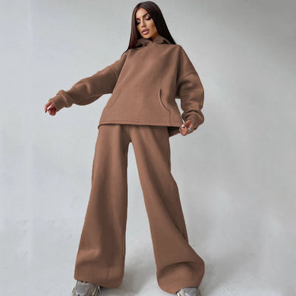Women's casual loose hoodie sweatshirt and sweatpants set