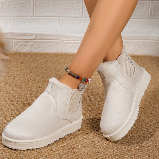 Plush Slip-on Ankle Snow Boots