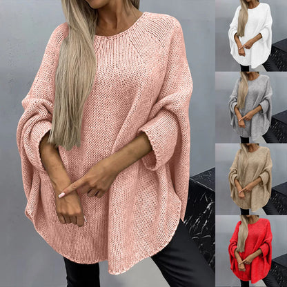 Women's knitted cape shawl sweater
