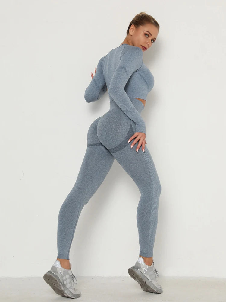 Seamless High-Waist Activewear Leggings and Top Set