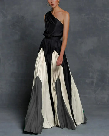 Elegant Satin One-Shoulder Dress for Women