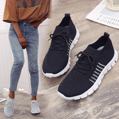 Women's Knit Sneakers - Breathable Lightweight - Sock-Like Fit - Cushioned Sole