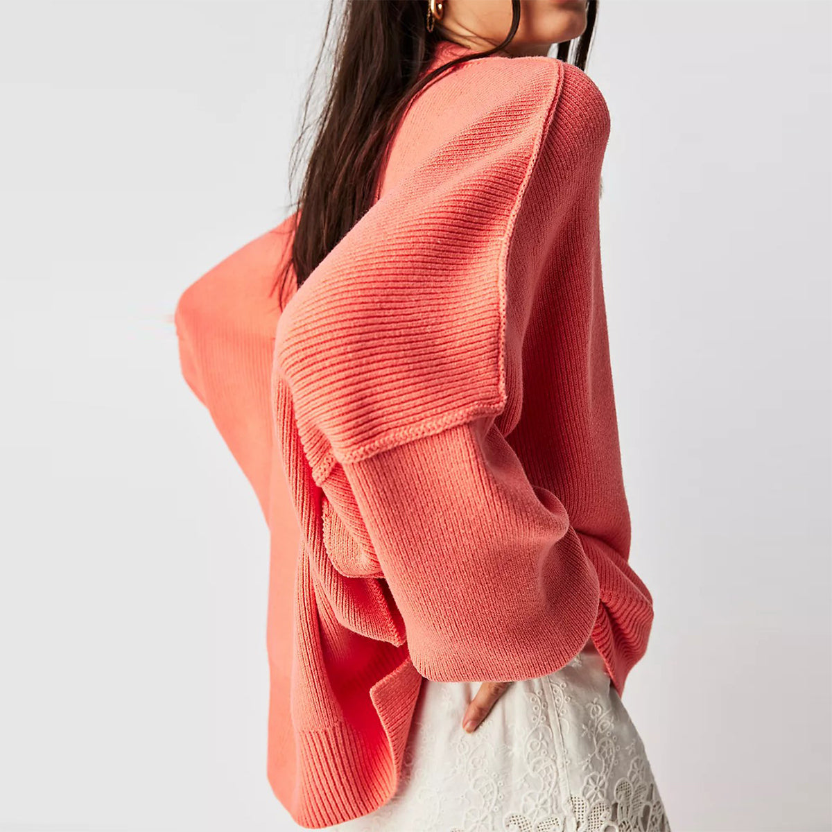 Women's oversized pullover sweater with bell sleeves