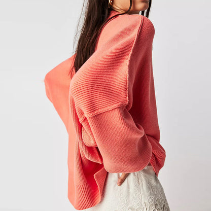 Women's oversized pullover sweater with bell sleeves