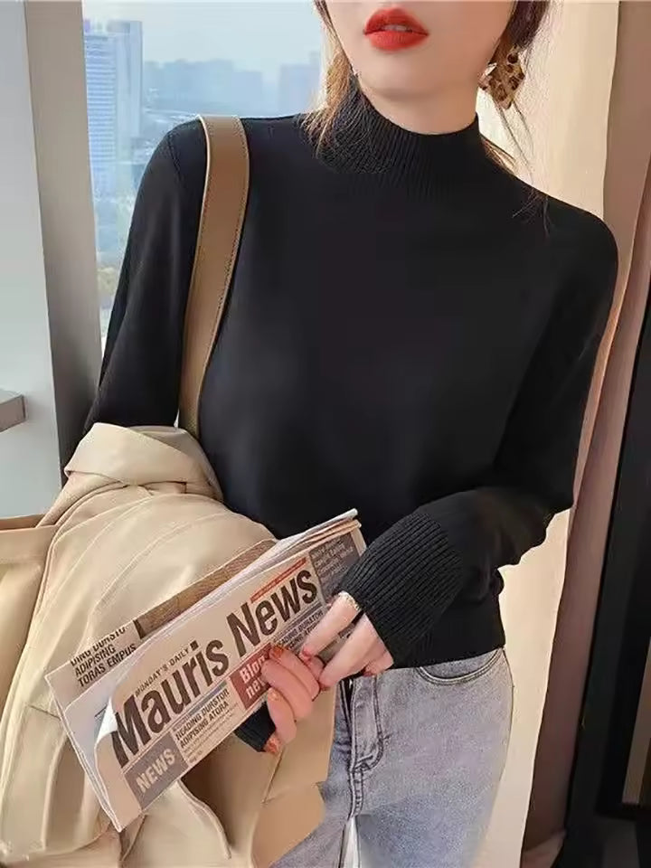 Fine Gauge Knit Relaxed Pullover Sweater 