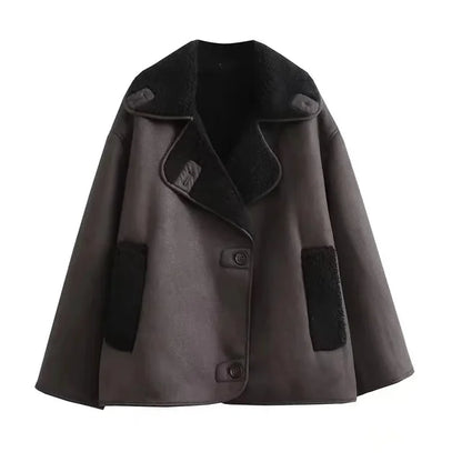 Women's oversized pilot jacket with teddy lining