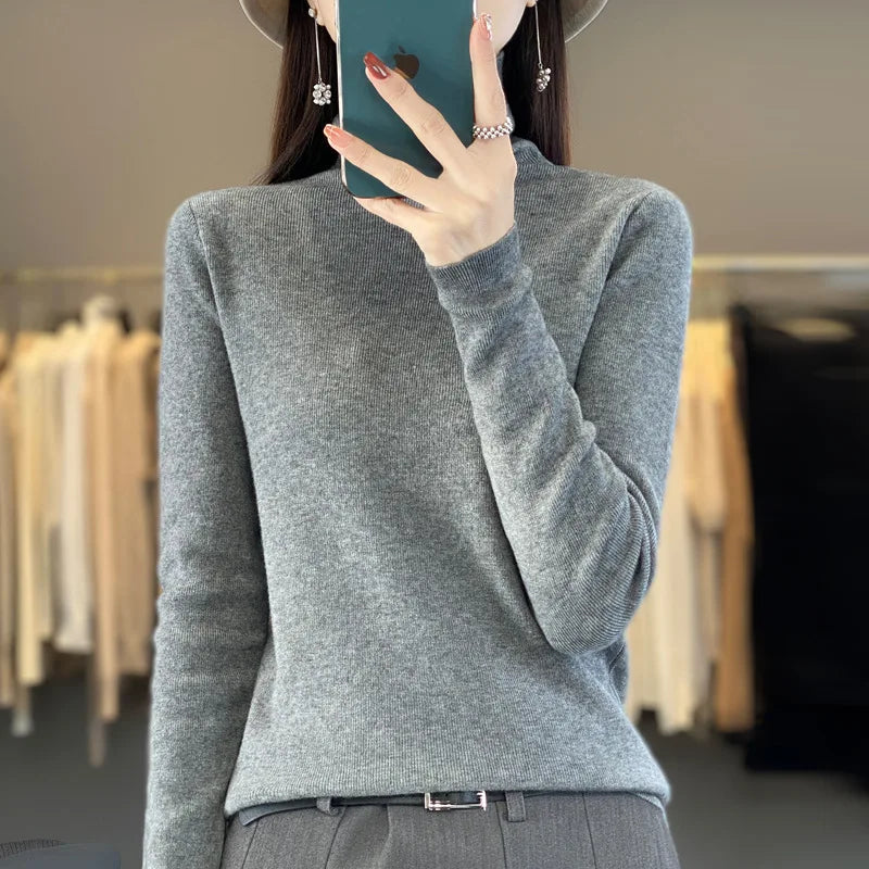 Women's soft luxurious turtleneck knit sweater