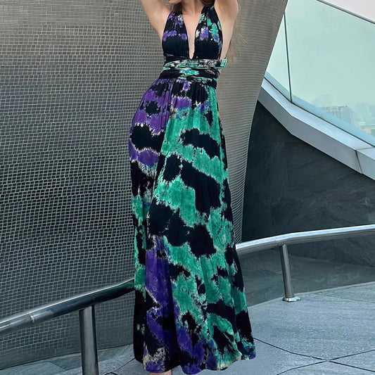 Flowy Halter Neck Maxi Dress
