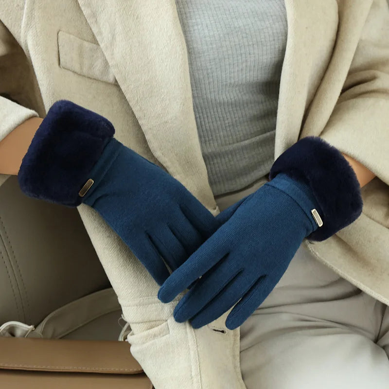 Amelia Snug Fit Gloves | Fleece Cuff Buckle Gloves