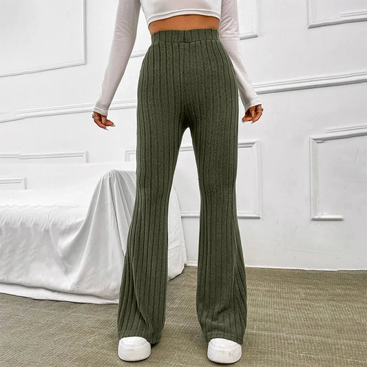 Striped Wide-Leg Knitted Streetwear Pants