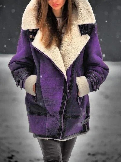 Women's suede sherpa jacket