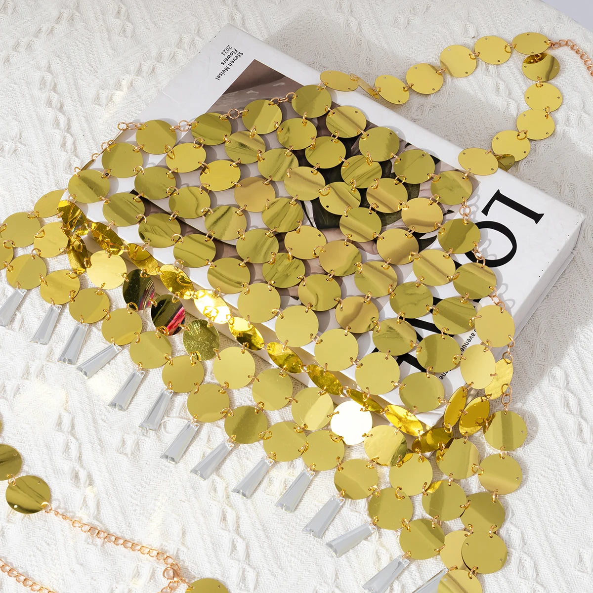 Stylish metallic sequin halter top
