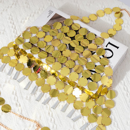 Stylish metallic sequin halter top