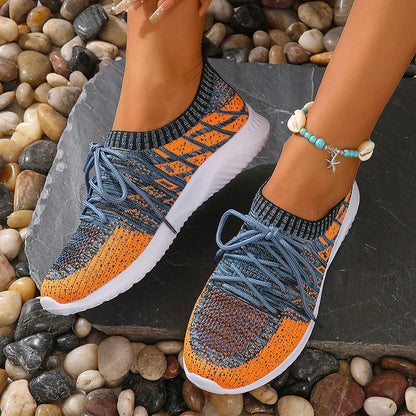 Women's Knit Sneakers - Breathable Slip-On - Lightweight Cushioned Sole