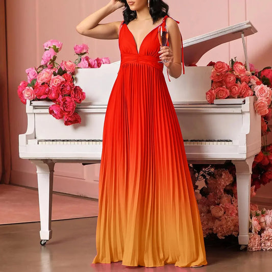 V-Neck Long Maxi Dress