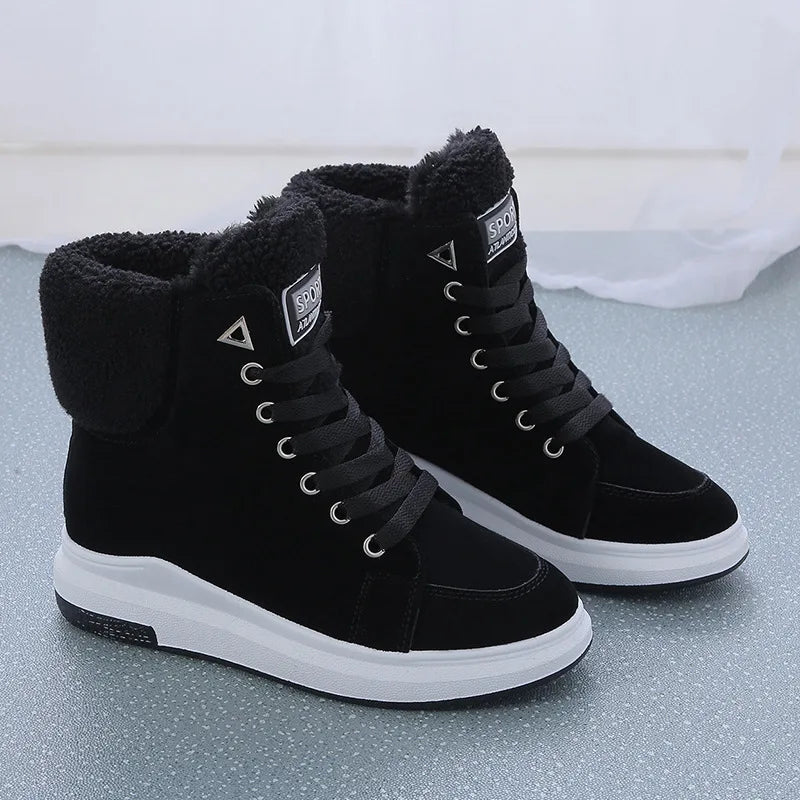 Isla Platform High-Top Sneakers | Fleece Lined Lace-Up Sneakers