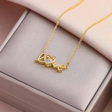 Emery - gold-plated love pendant with cable chain necklace