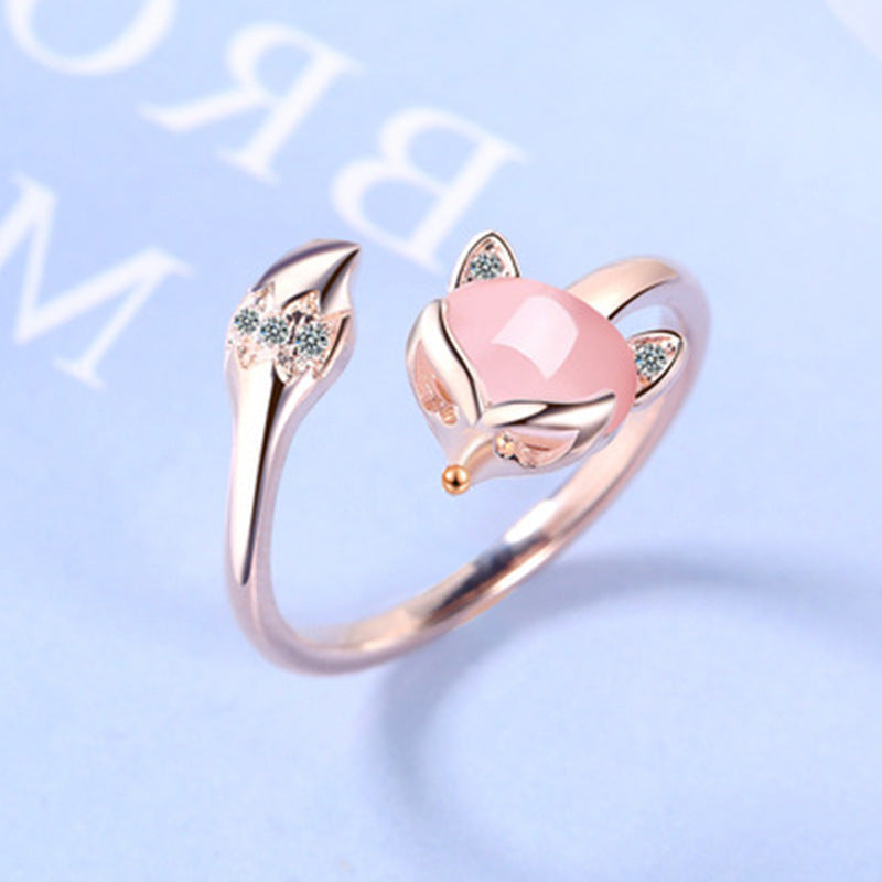 Adjustable fox ring in rose